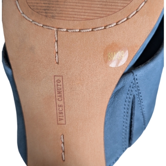 Vince Camuto Seedanta Blue Haze Suede Slide Block Heel Sandals Size 8M - Picture 11 of 11